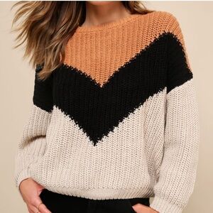 Lulus color block chevron design sweater US-M